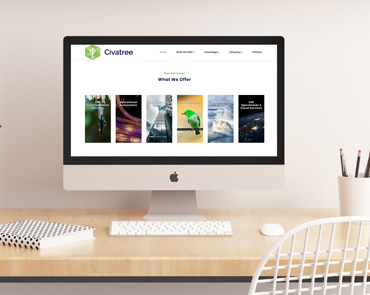 Desktop computer displaying the Civatree website.