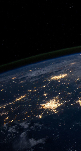 View of the world with flashes of light.