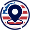 Address icon with the American flag for USA office.